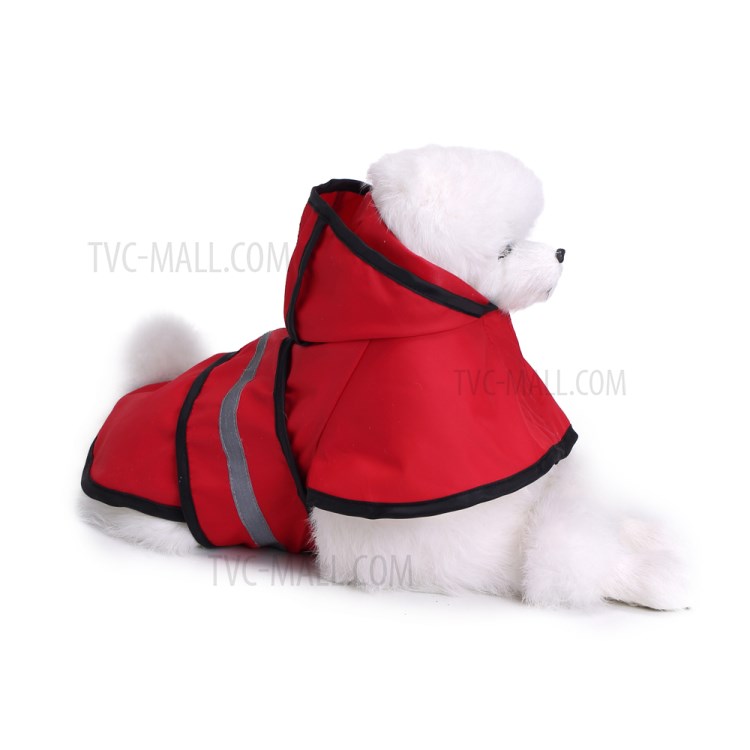 Hooded Pet Dog Raincoat Jacket Rain Poncho Rainwear with Reflective Stripes - Red/XXL-10