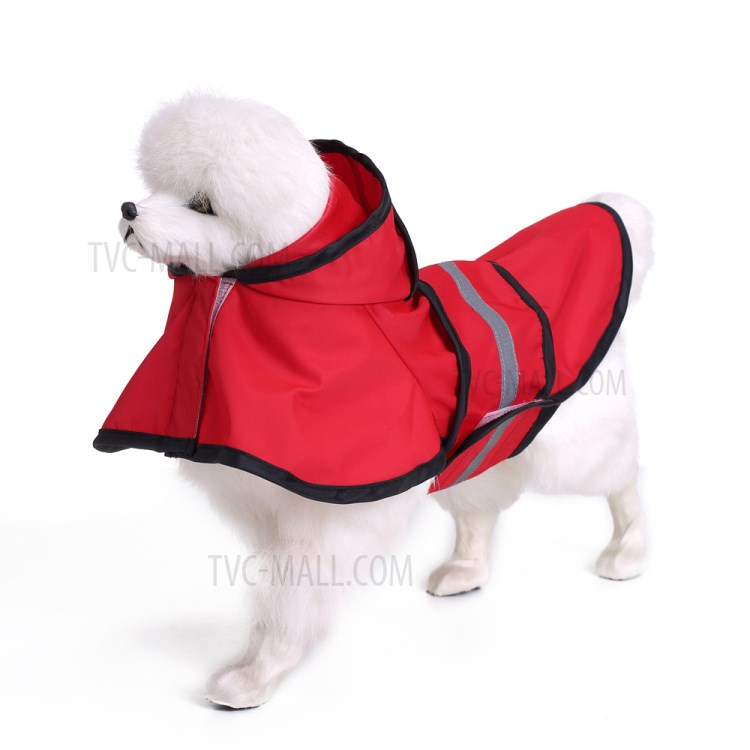 Hooded Pet Dog Raincoat Jacket Rain Poncho Rainwear with Reflective Stripes - Red/XXL-2