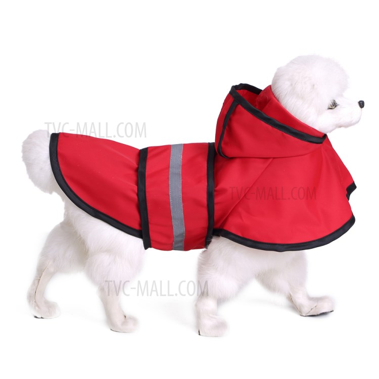 Hooded Pet Dog Raincoat Jacket Rain Poncho Rainwear with Reflective Stripes - Red/XXL-5