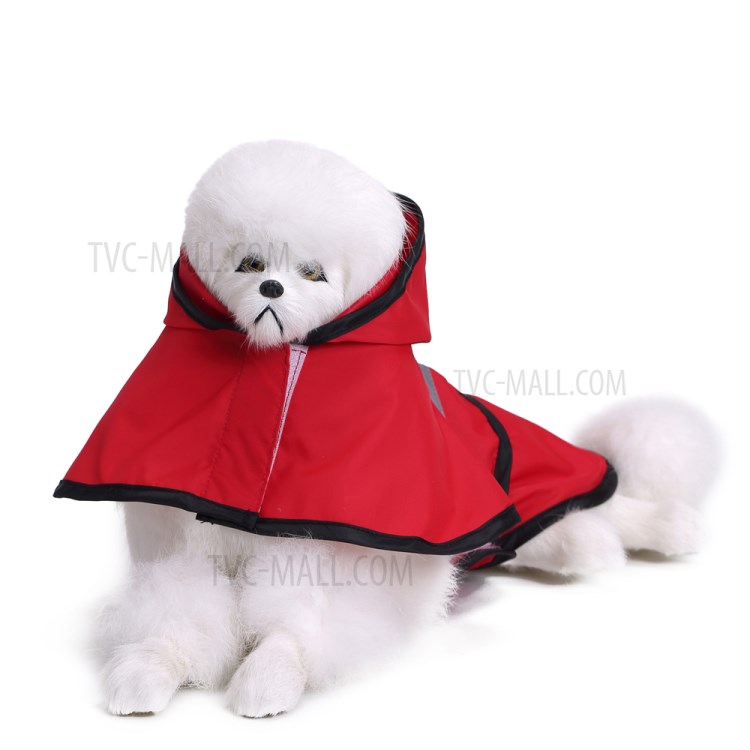 Hooded Pet Dog Raincoat Jacket Rain Poncho Rainwear with Reflective Stripes - Red/XXL-6