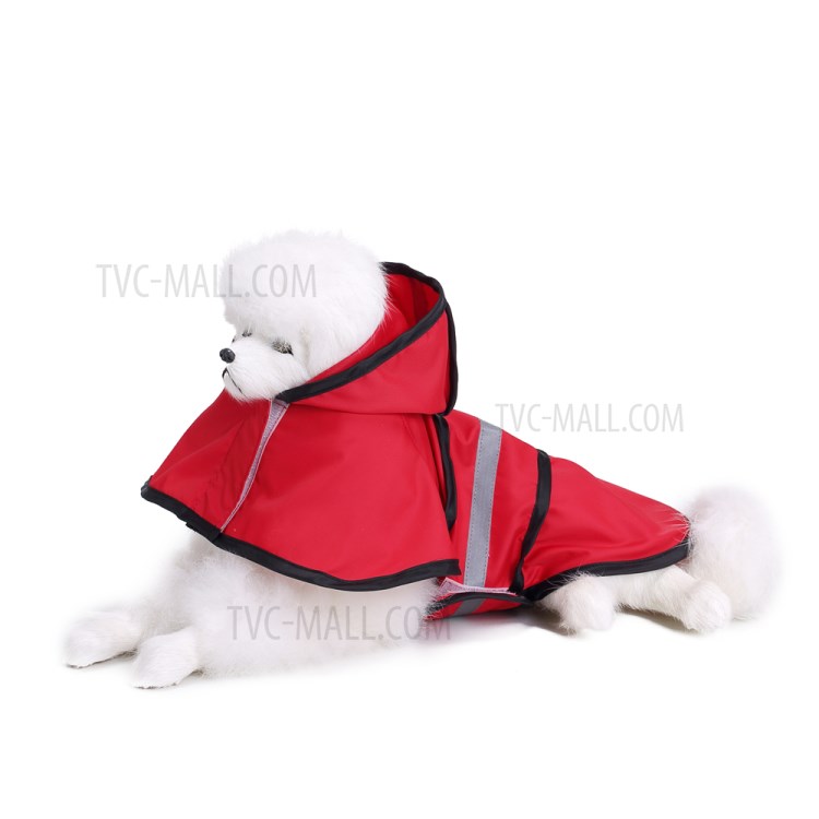 Hooded Pet Dog Raincoat Jacket Rain Poncho Rainwear with Reflective Stripes - Red/XXL-7