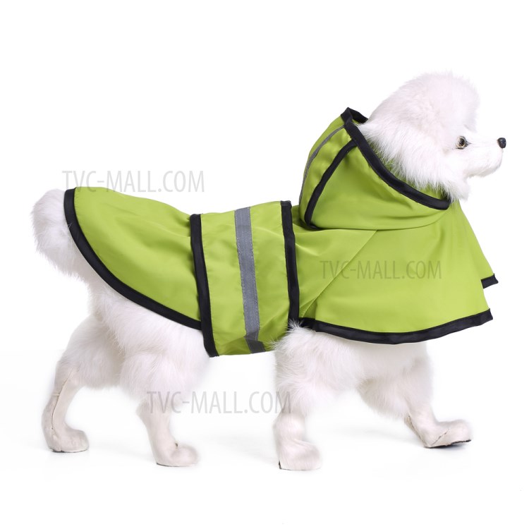 Pet Dog Raincoat Dog Rain Jacket With Hood Dog Rain Poncho with Reflective Stripe - Green/XS-2
