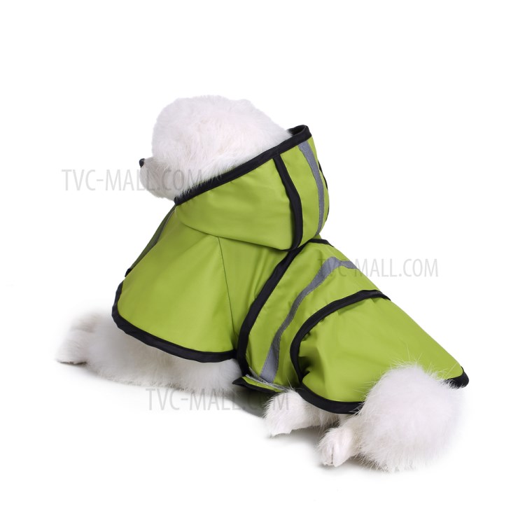 Pet Dog Raincoat Dog Rain Jacket With Hood Dog Rain Poncho with Reflective Stripe - Green/XS-8