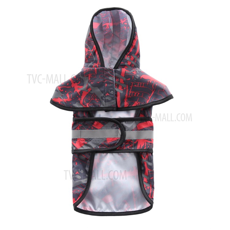 Dog Raincoat Waterproof Large Dog Pet Rain Coat with Reflective Safety Strip - Red/Black, 3XL-7