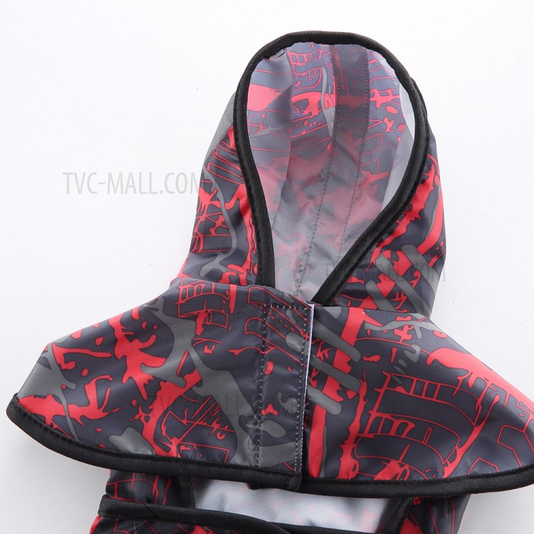 Dog Raincoat Waterproof Large Dog Pet Rain Coat with Reflective Safety Strip - Red/Black, 3XL-8