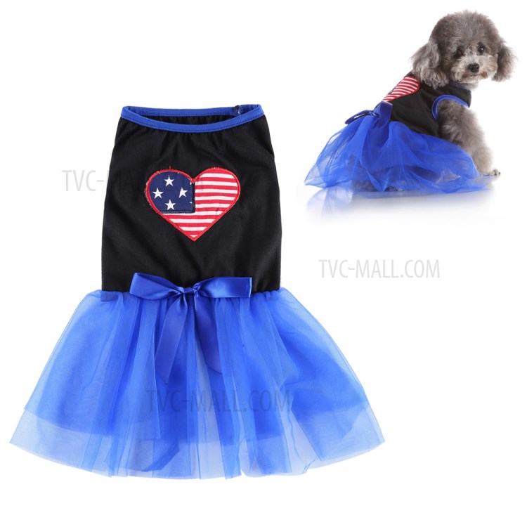 Pet Clothes Cat Dog Lovely Skirt Princess Dress Pet Clothing - Black/Blue/ Size: M-1