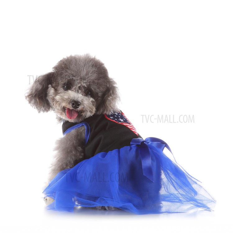 Pet Clothes Cat Dog Lovely Skirt Princess Dress Pet Clothing - Black/Blue/ Size: M-14