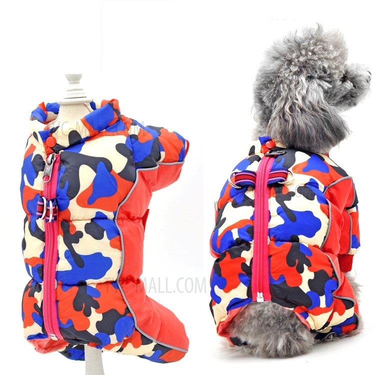 TG-CL060 Camouflage Splicing Pet Dog Zipper Coat Waterproof Winter Puppy Outwear - Red Camouflage/Size 8-1