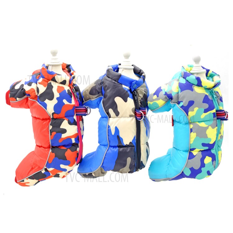 TG-CL060 Camouflage Splicing Pet Dog Zipper Coat Waterproof Winter Puppy Outwear - Red Camouflage/Size 8-10