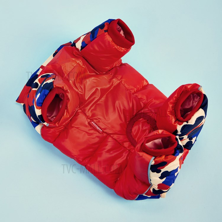 TG-CL060 Camouflage Splicing Pet Dog Zipper Coat Waterproof Winter Puppy Outwear - Red Camouflage/Size 8-5