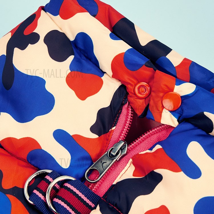 TG-CL060 Camouflage Splicing Pet Dog Zipper Coat Waterproof Winter Puppy Outwear - Red Camouflage/Size 8-6