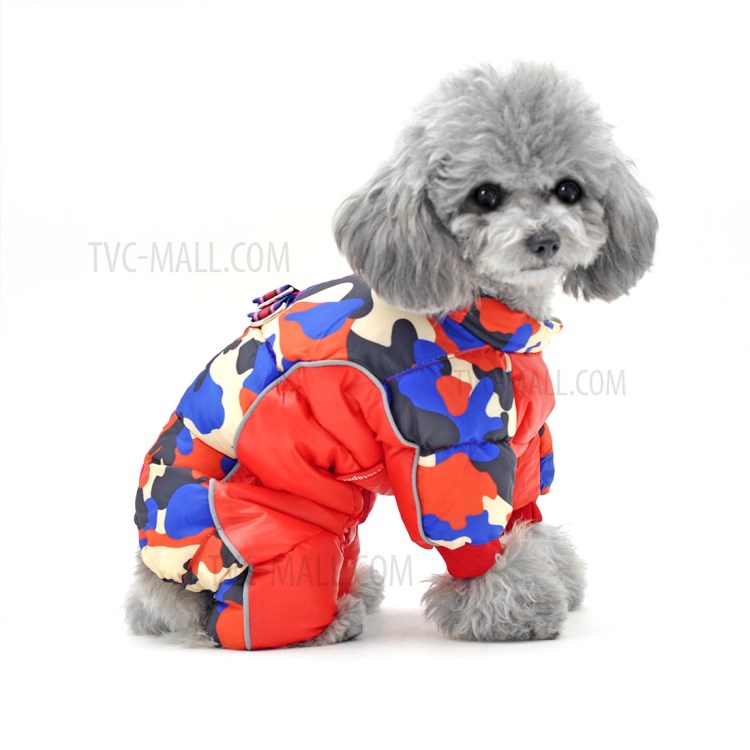 TG-CL060 Camouflage Splicing Pet Dog Zipper Coat Waterproof Winter Puppy Outwear - Red Camouflage/Size 8-8