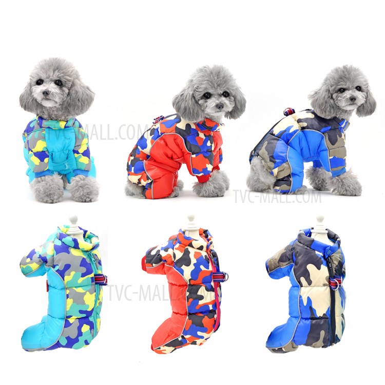 TG-CL060 Camouflage Splicing Pet Dog Zipper Coat Waterproof Winter Puppy Outwear - Red Camouflage/Size 8-9