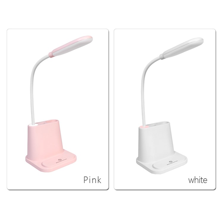 Dimmable Touch Control LED Tischlampe Leselicht Mit Stifthalter USB-Ladeventilator - Weiß-2