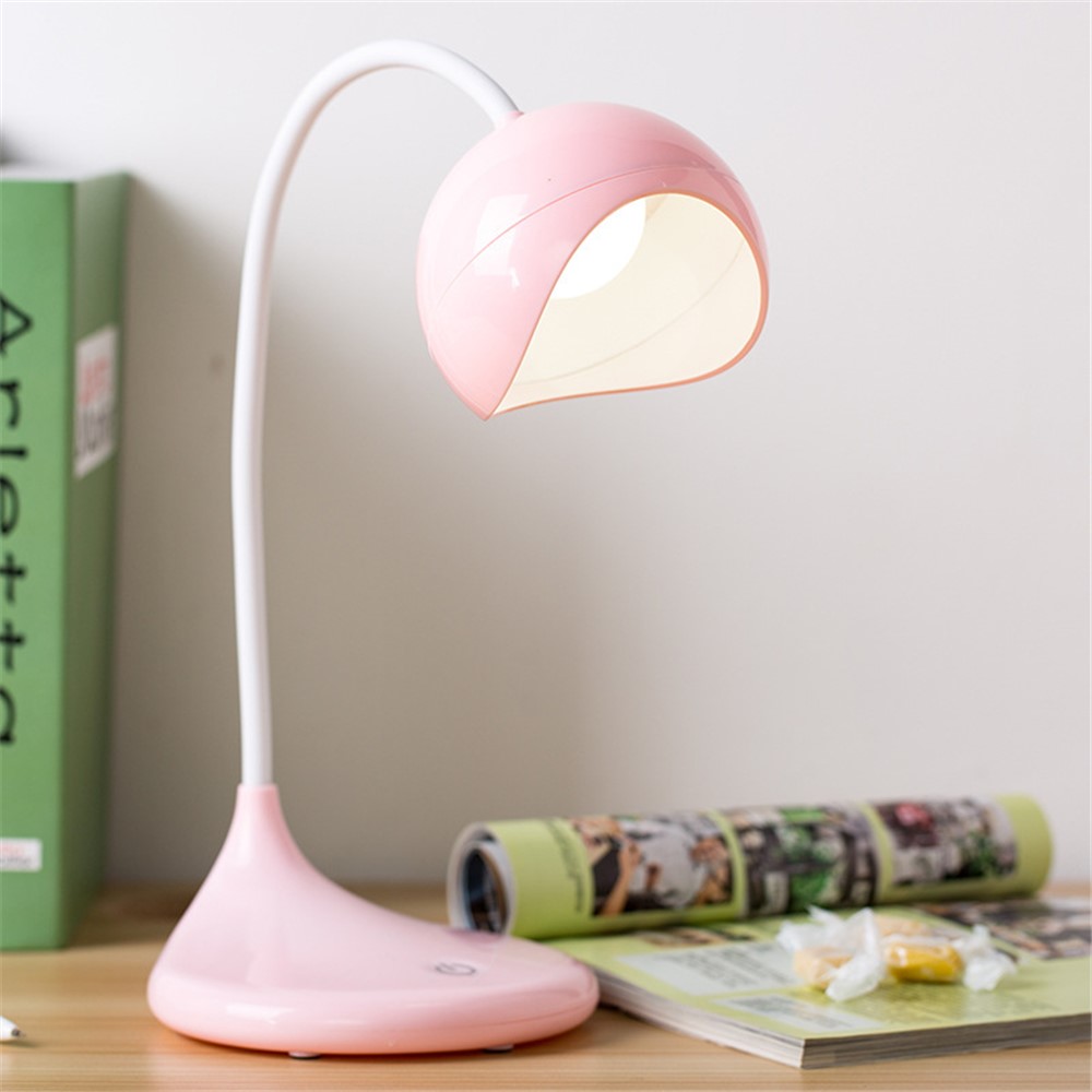 LED Rechargeable Table Light Touch Button Eye Protection Students Table Night - Pink-1