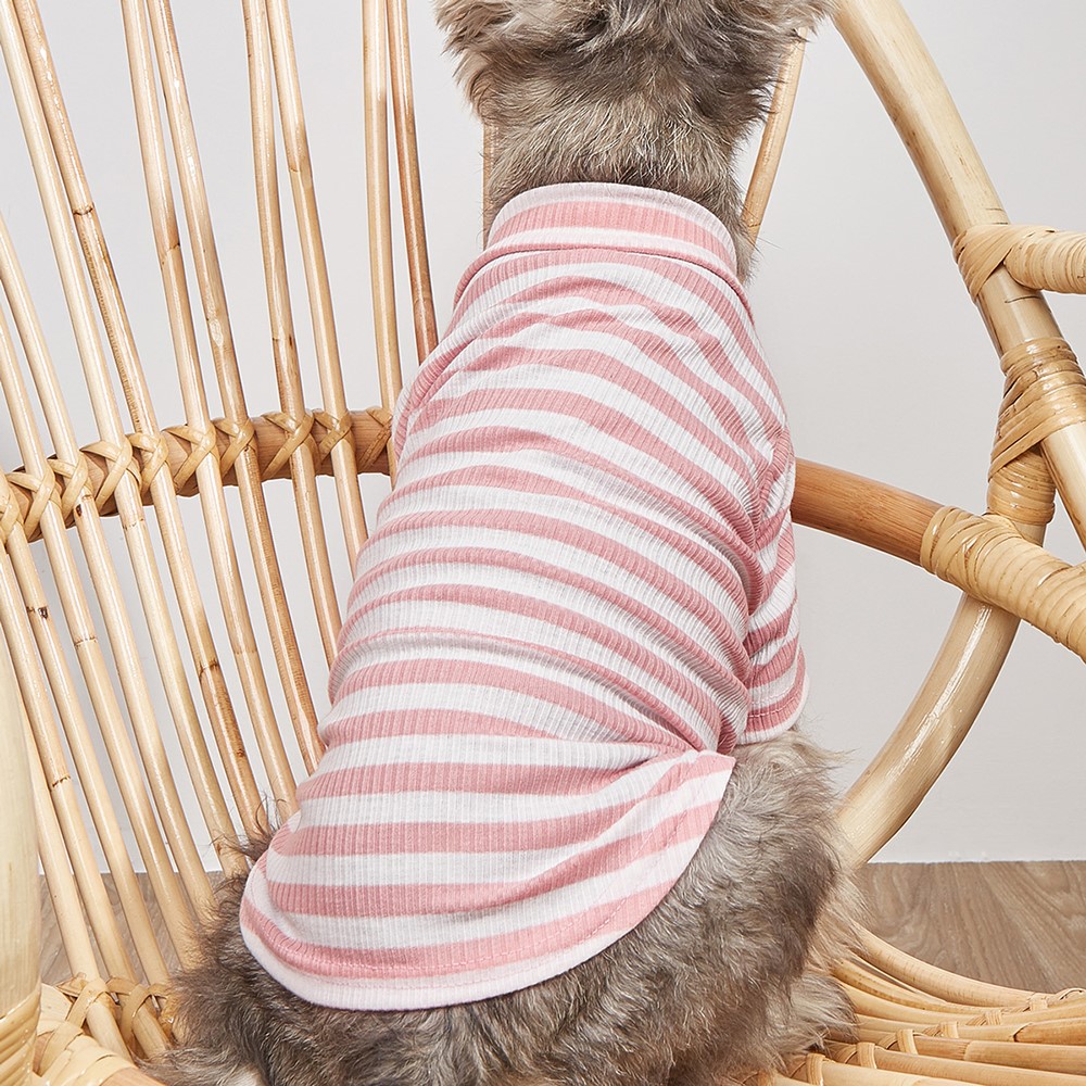 Stylish Stripes Elastic Puppy Dog Cat T-shirt Home Apparel Pet Clothes - Pink/S-2