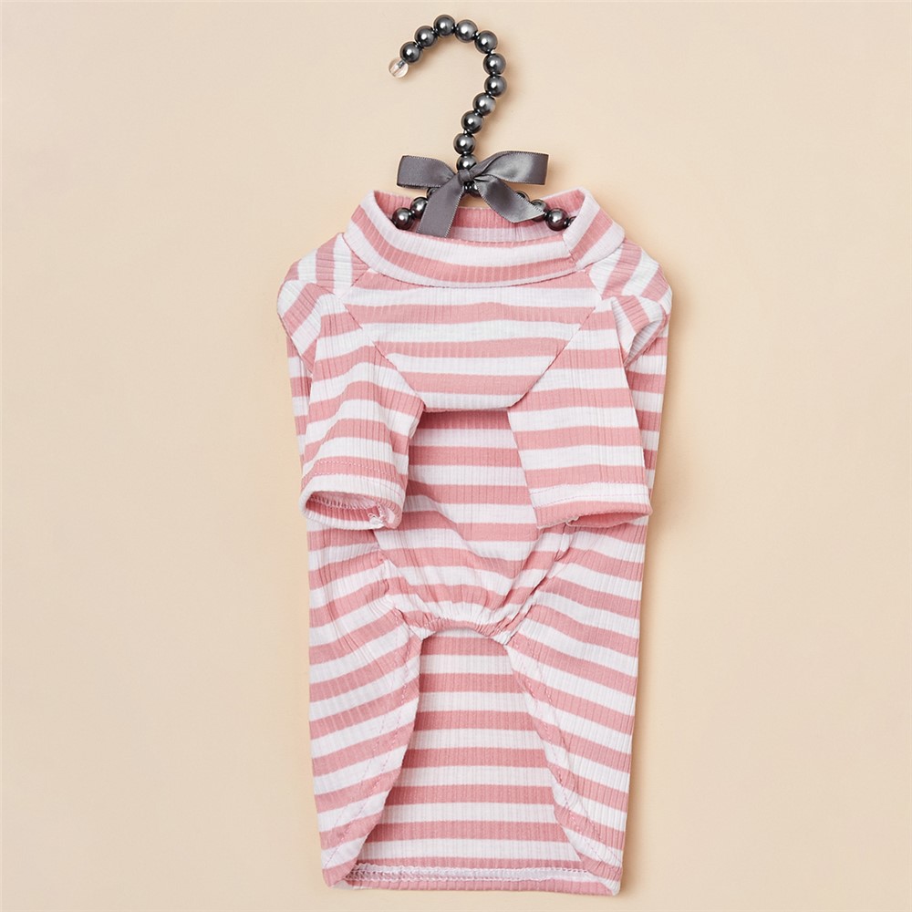 Stylish Stripes Elastic Puppy Dog Cat T-shirt Home Apparel Pet Clothes - Pink/S-5