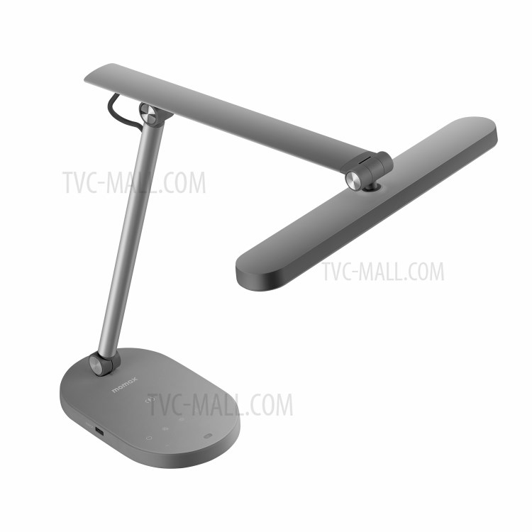 MOMAX Q.LED2 Eye Protection Dimmable Desk Lamp with Wireless Charger Function - Grey/UK Plug-2