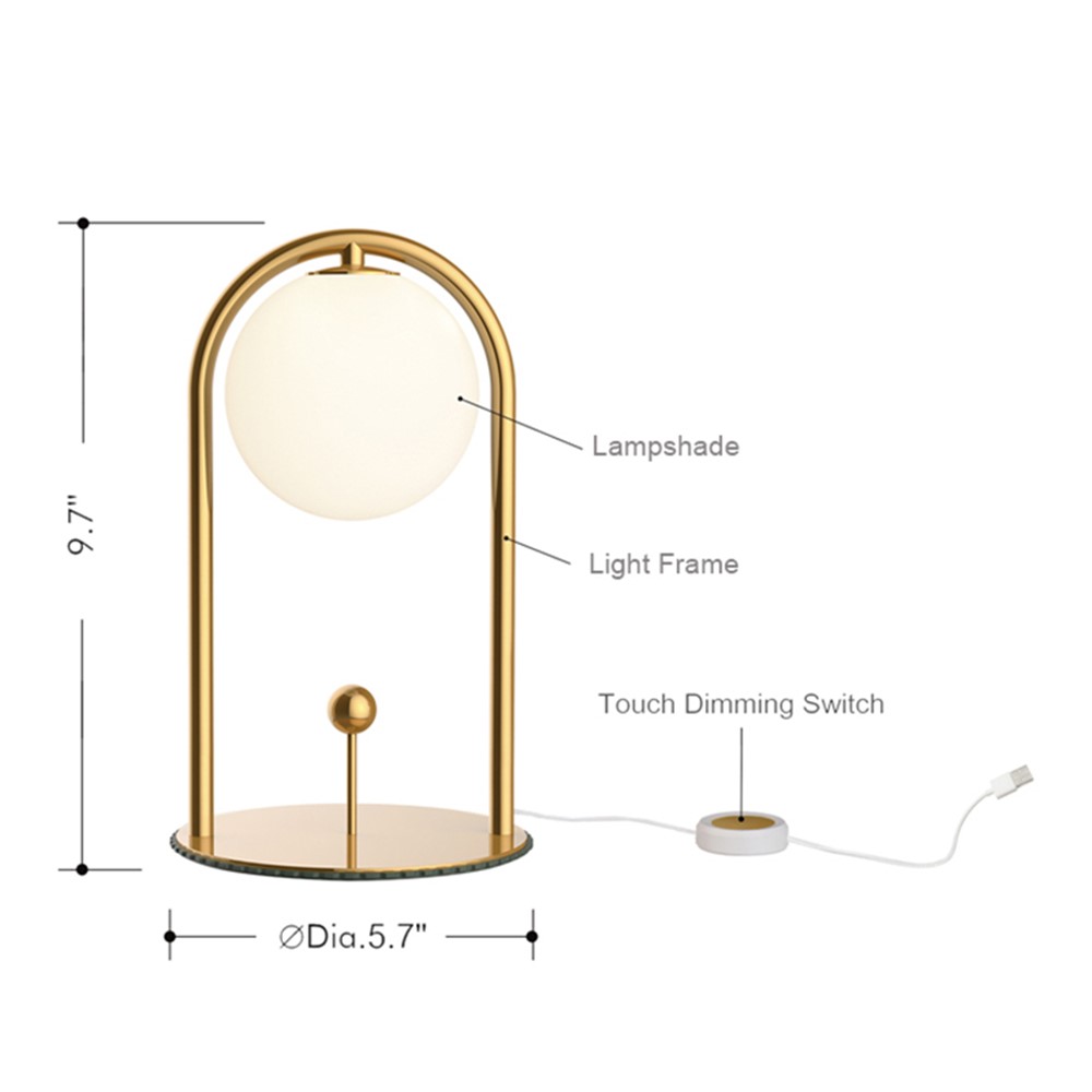 COMELY LINGLONG-B 4.5W Modern USB Night Light Touch Dimming LED Table Lamp Home Bedroom Decor - Gold-4