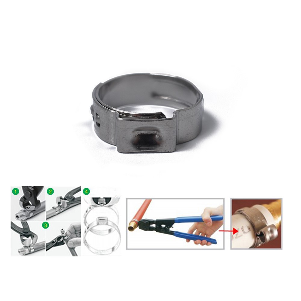 100PCS Hose Ring Clamps Adjustable Pipe Tube Clamps 304 Stainless Steel Hose Clips with Plastic Box-5