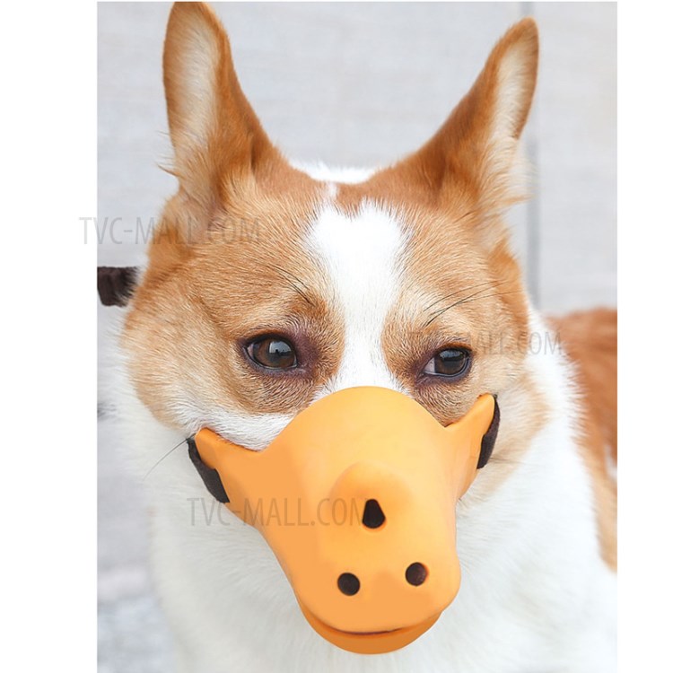 Rhinoceros Mouth Shape Dog Muzzle Adjustable Silicone Dog Puppy Pet Muzzle - Yellow/Size: S-4