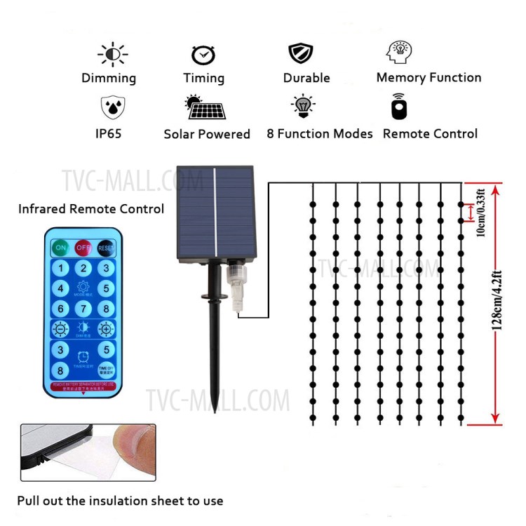 Patio Waterproof Umbrella LED Light Outdoor Garden Remote Control Parasol Light-2