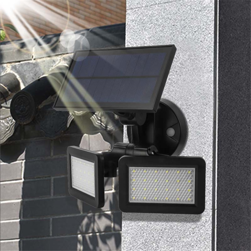 L200 Microwave Radar Motion Sensor Solar Wall Light 3 Modes Lighting 48 LED Double Panel Garden Light-2