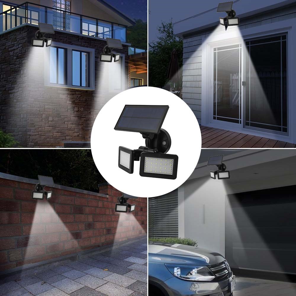 L200 Microwave Radar Motion Sensor Solar Wall Light 3 Modes Lighting 48 LED Double Panel Garden Light-4