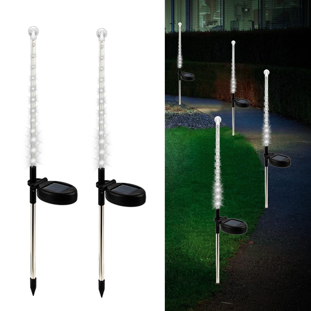 HUIHAO LSF05 Solar Landscape Path Lights 2 Pack Waterproof Meteor Shower Rain Lights Stake Lights for Garden Patio Backyard Decor-1