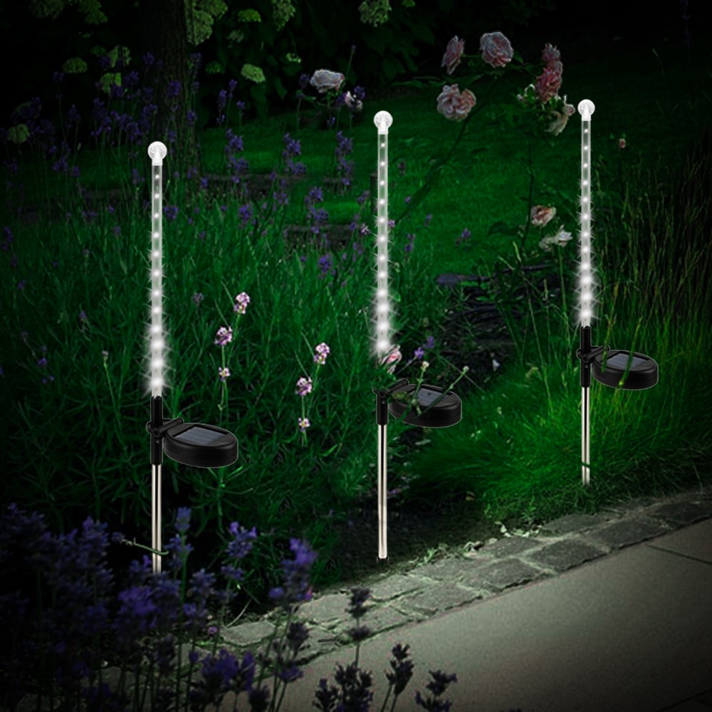 HUIHAO LSF05 Solar Landscape Path Lights 2 Pack Waterproof Meteor Shower Rain Lights Stake Lights for Garden Patio Backyard Decor-5