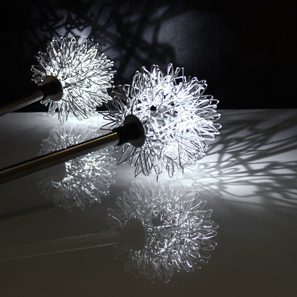 HUIHAO L106 4 Pack Outdoor LED Solar Lights Waterproof Dandelion Stainless Steel Landscape Lighting for Garden Yard Lawn Decor - Cool White-5