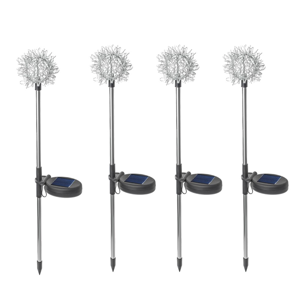 HUIHAO L106 4 Pack Outdoor LED Solar Lights Waterproof Dandelion Stainless Steel Landscape Lighting for Garden Yard Lawn Decor - Cool White-8