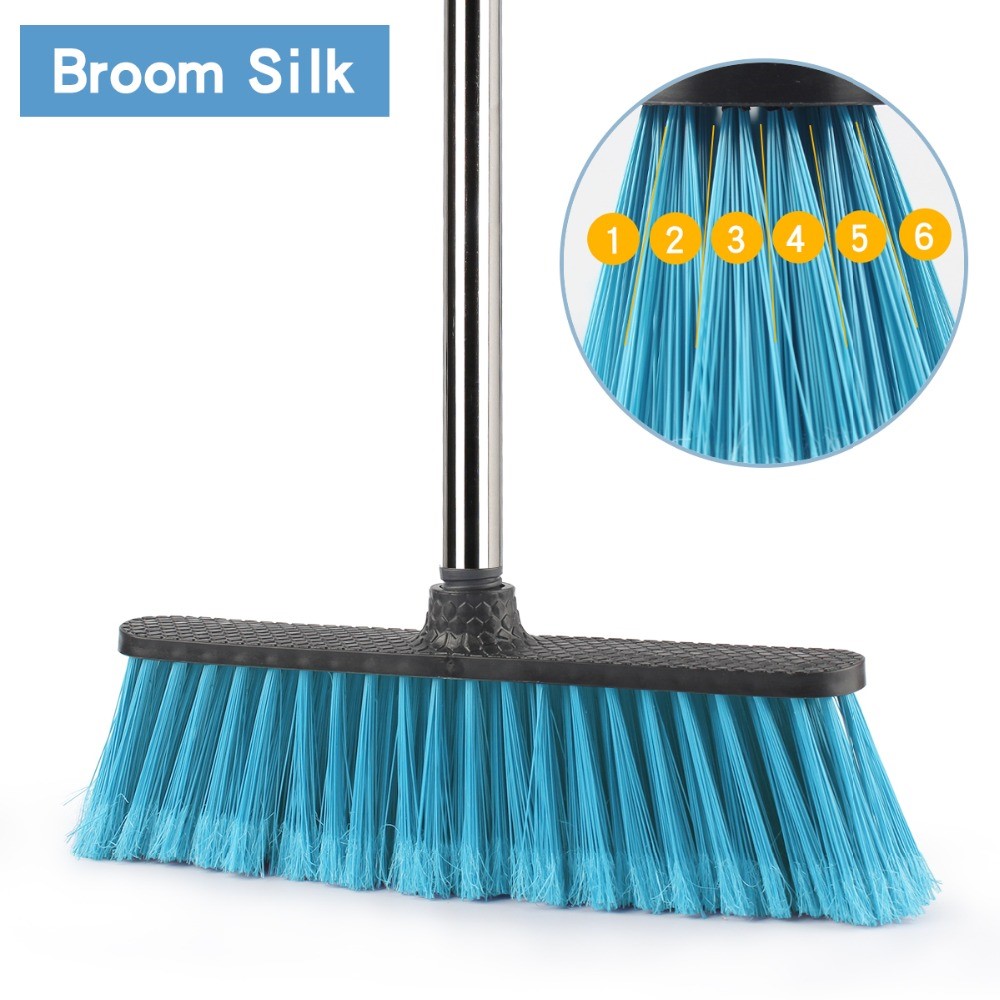V015B Floor Cleaning Broom with Stainless Steel Adjustable Long Handle for Bathroom Courtyard Garage-4