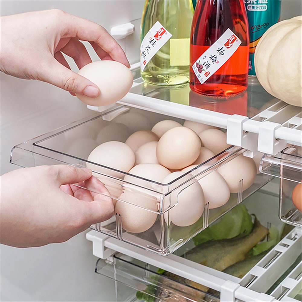 YM-6396 20PCS 4 Grids Refrigerator Pull Out Bins Fridge Organizer Box Storage Container Set for Meats Fruits Eggs (No FDA Certificate, BPA Free)-3
