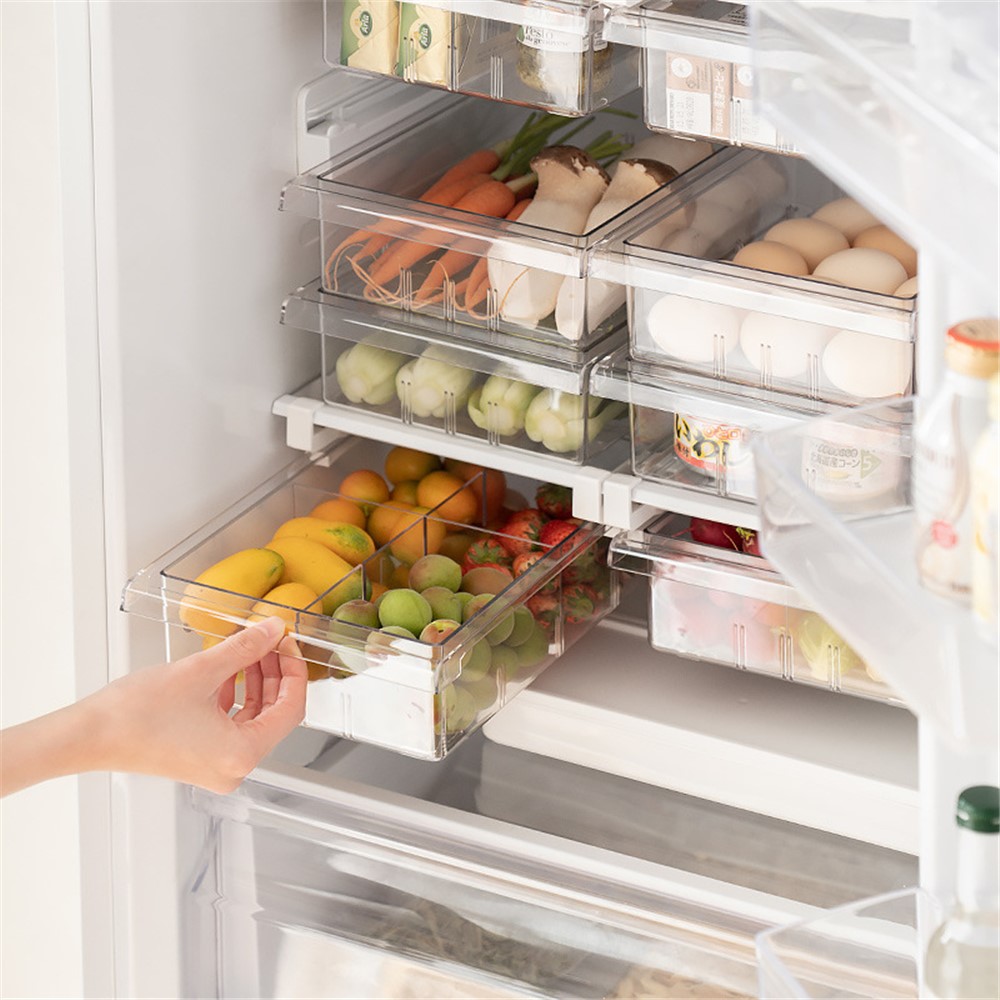 YM-6499 20PCS Sliding Pull Out Egg Drawer Fridge Bin Refrigerator Holder Box Clear Plastic Freezer Container (No FDA Certificate, BPA Free)-5
