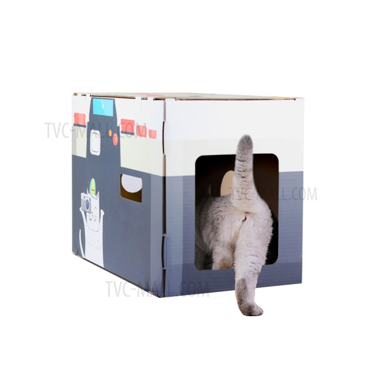 TG-CTOY23 Style 2 in 1 Cat House with Cat Scratch Board - Black-8