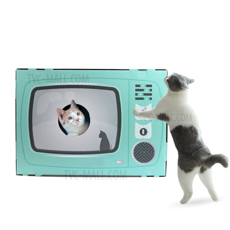 TG-CTOY23 Style 2 Dans 1 Maison De Chat Avec Carte À Gratter Chat - Cyan-1