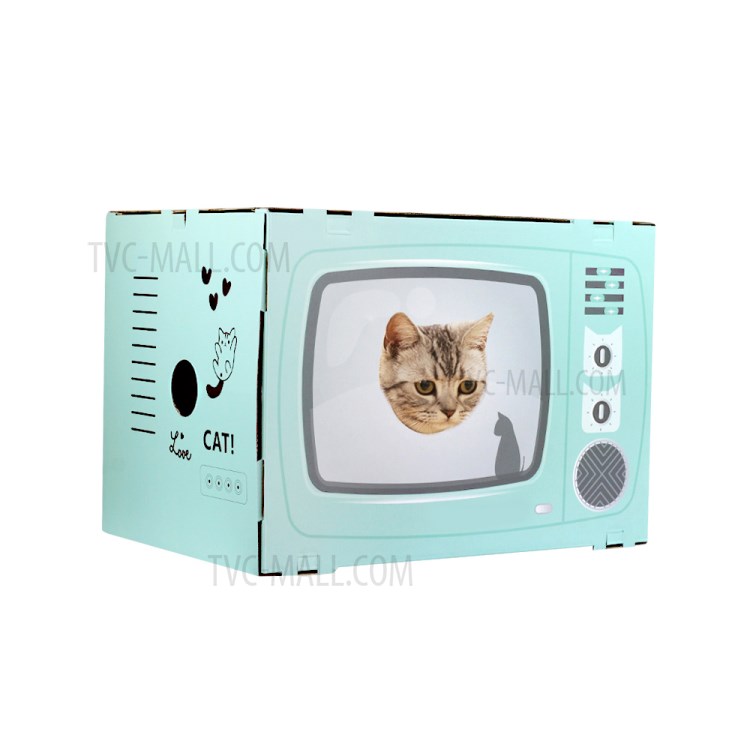 TG-CTOY23 Style 2 Dans 1 Maison De Chat Avec Carte À Gratter Chat - Cyan-2