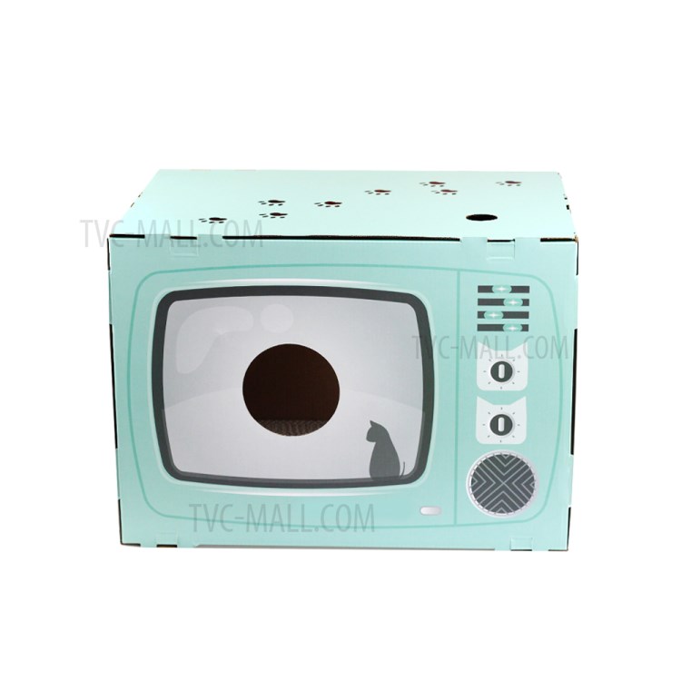 TG-CTOY23 Style 2 Dans 1 Maison De Chat Avec Carte À Gratter Chat - Cyan-4