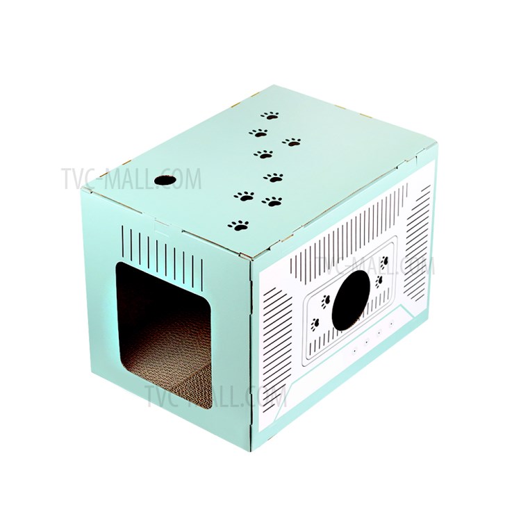 TG-CTOY23 Style 2 Dans 1 Maison De Chat Avec Carte À Gratter Chat - Cyan-7