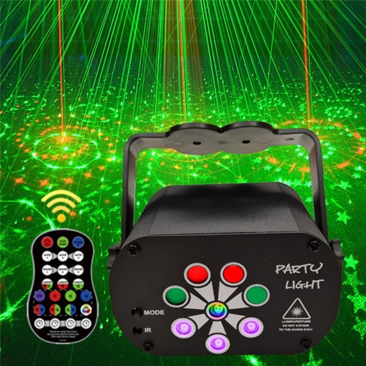 R90 8W Battery Powered Party Light Stage Laser Light DJ Disco Lights Projector Sound Activated Remote Control-4