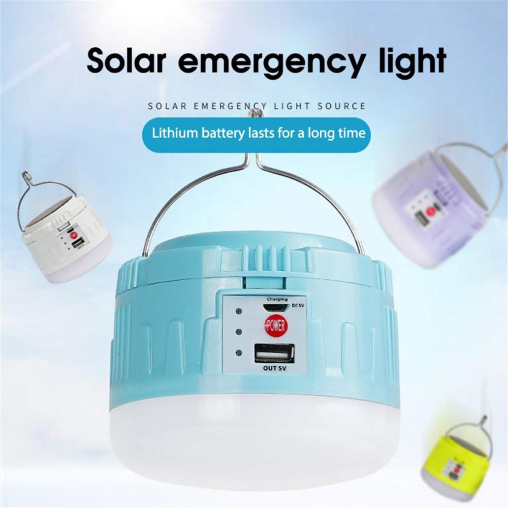 XC50 50W Portable LED Camping Light USB Rechargeable Solar Waterproof Outdoor Camping Hiking Fishing Lamp Support Phone Charging - Blue-3