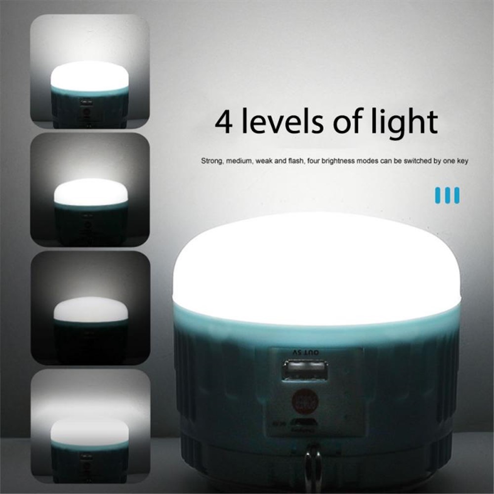 XC50 50W Portable LED Camping Light USB Rechargeable Solar Waterproof Outdoor Camping Hiking Fishing Lamp Support Phone Charging - Blue-4