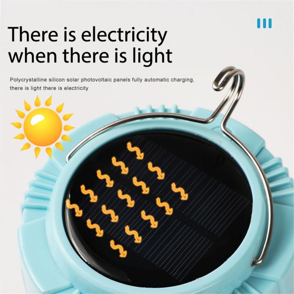 XC50 50W Portable LED Camping Light USB Rechargeable Solar Waterproof Outdoor Camping Hiking Fishing Lamp Support Phone Charging - Blue-5