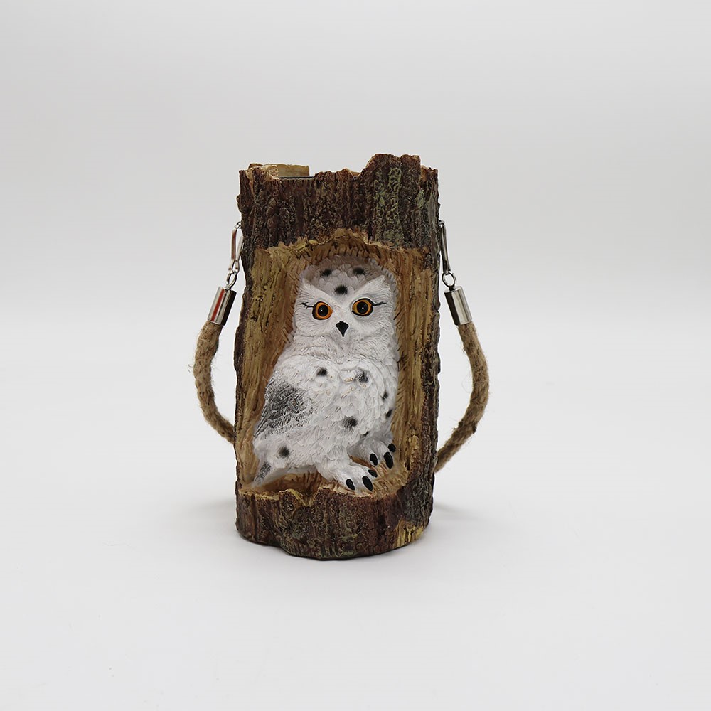 Solar Owl Tree Stump LED Light Garden Porch Lawn Outdoor Waterproof Decorative Lamp - White-2
