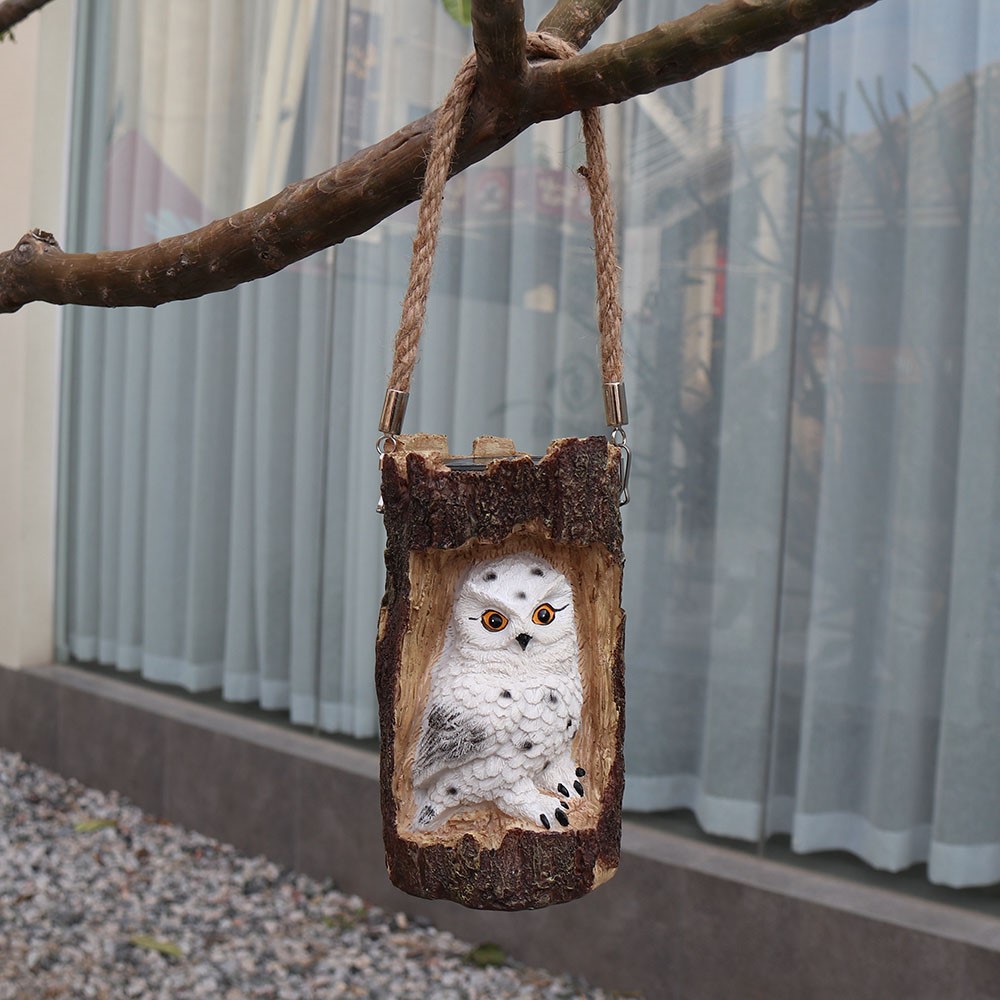 Solar Owl Tree Stump LED Light Garden Porch Lawn Outdoor Waterproof Decorative Lamp - White-6