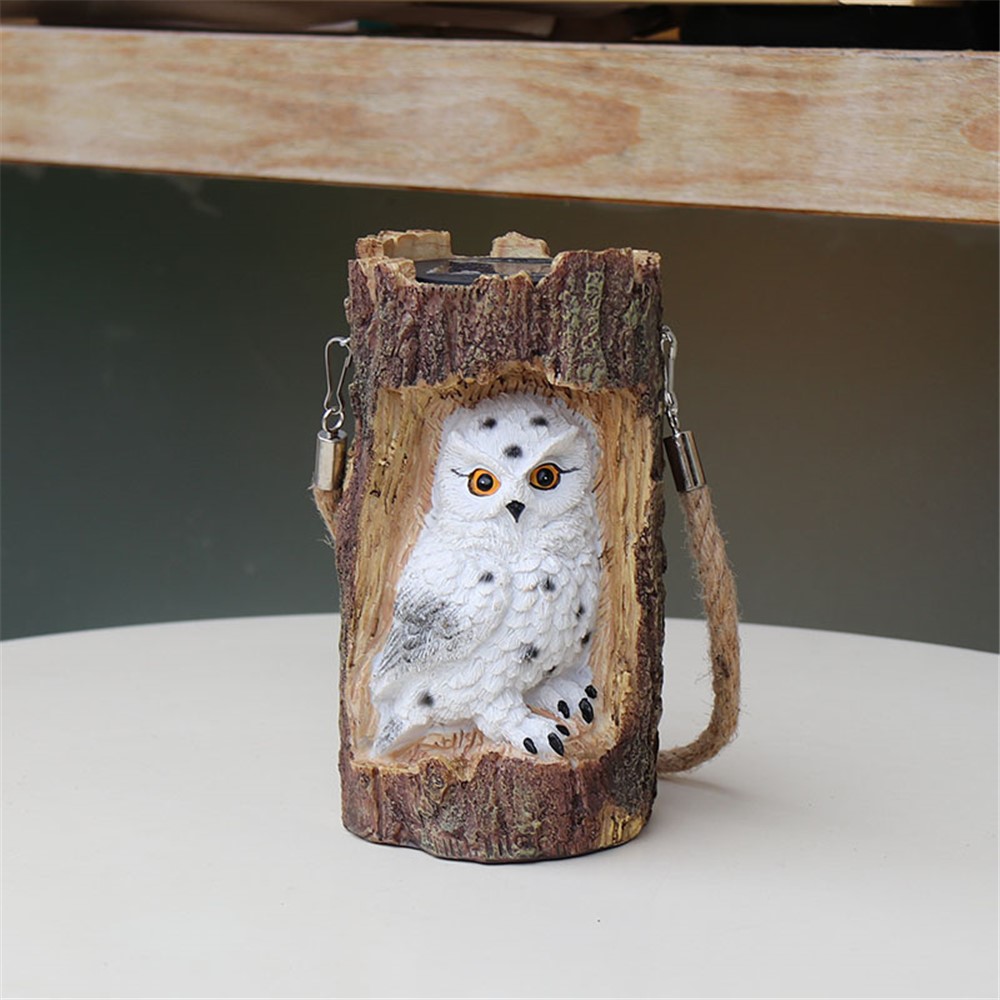 Solar Owl Tree Stump LED Light Garden Porch Lawn Outdoor Waterproof Decorative Lamp - White-7