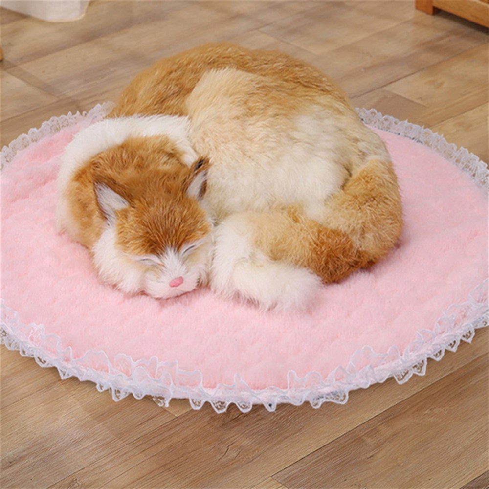 TG-PB0101 54cm Round Lace Design Soft Plush Warm Pet Floor Mat Dog Cat Rest Sleeping Pad-3