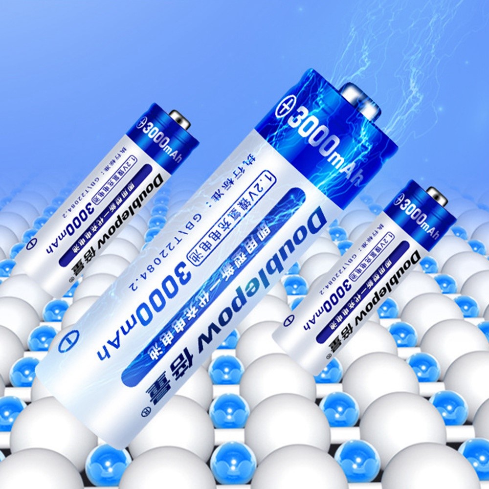 DoublePow DP-AA3000MAH 4PCS 1.2V AA Baterias Recarregáveis ​​3000mAh Ni-MH Baterias + Caixa De Armazenamento