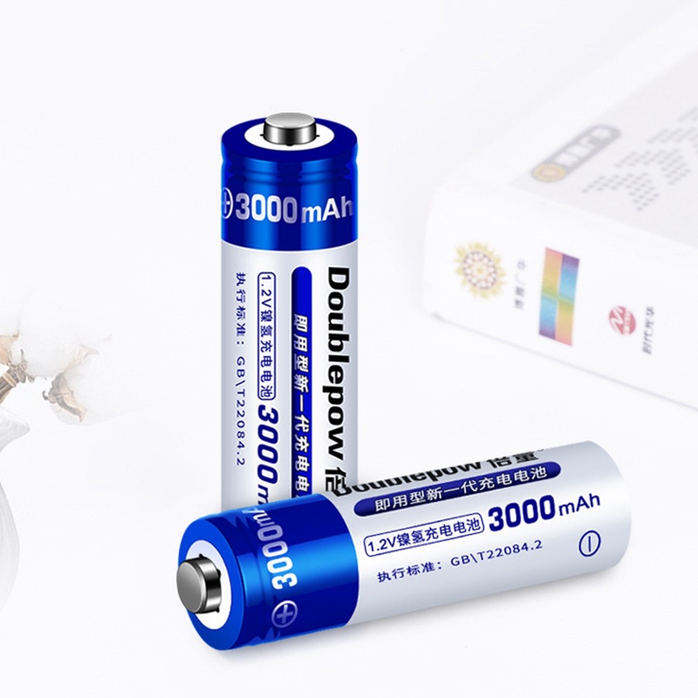 Doublepow DP-AA3000MAH 4PCS 1,2V AA Wiederaufladbare Batterien 3000mah Ni-MH-Batterien + Speicherbox